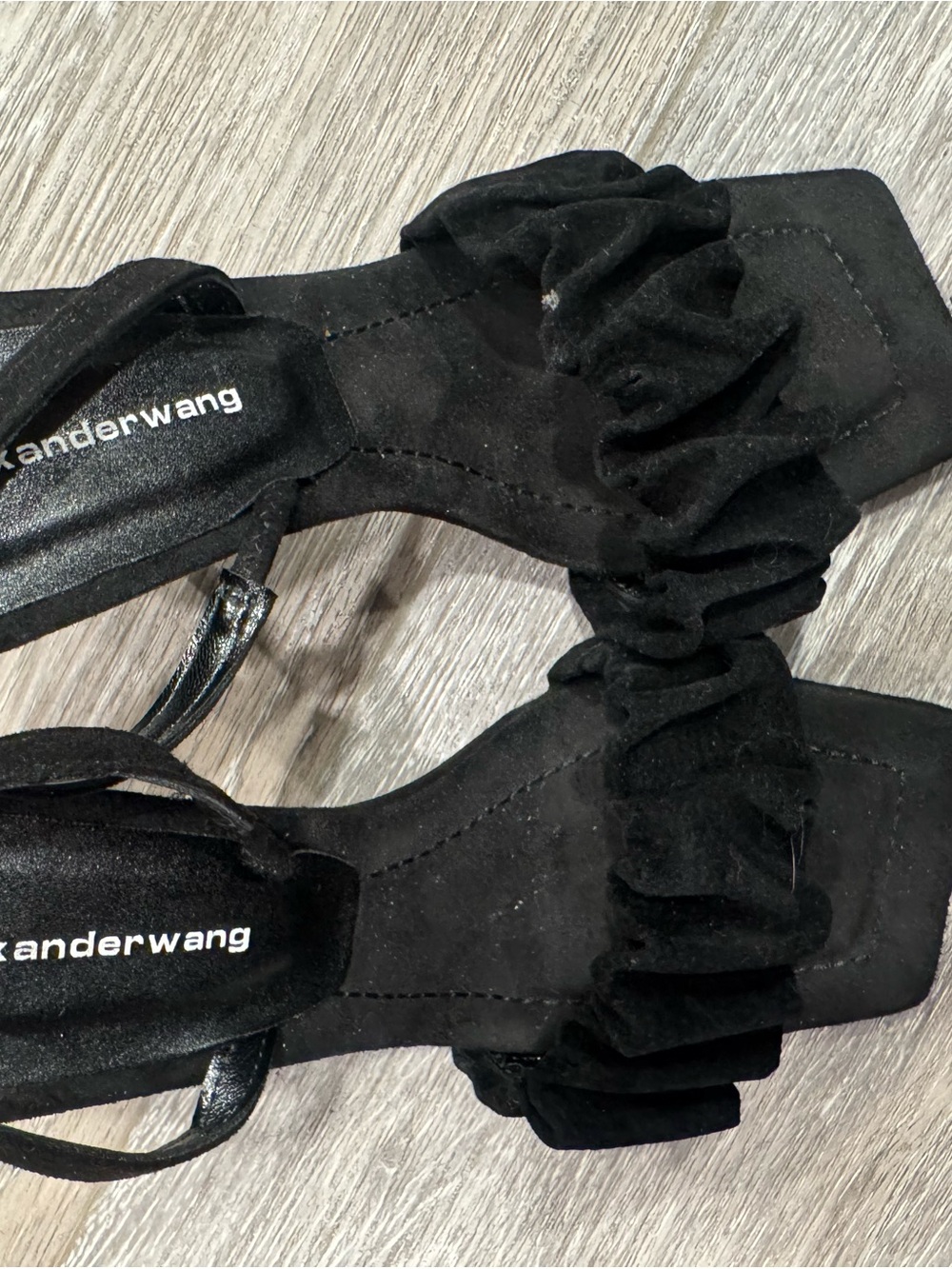 Alexander wang Black Ruffle Strap Heeled Sandals